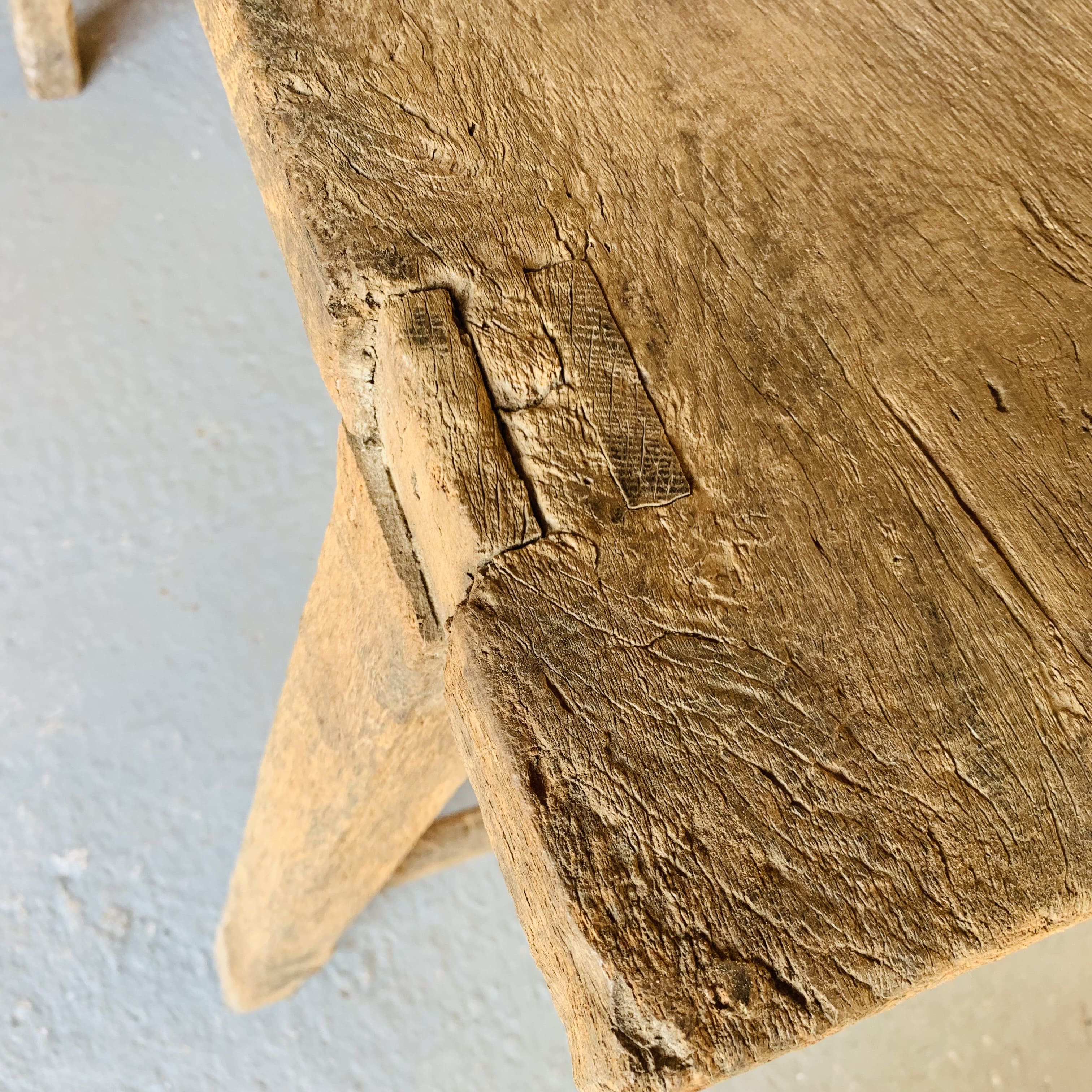 Primitive raw wood console