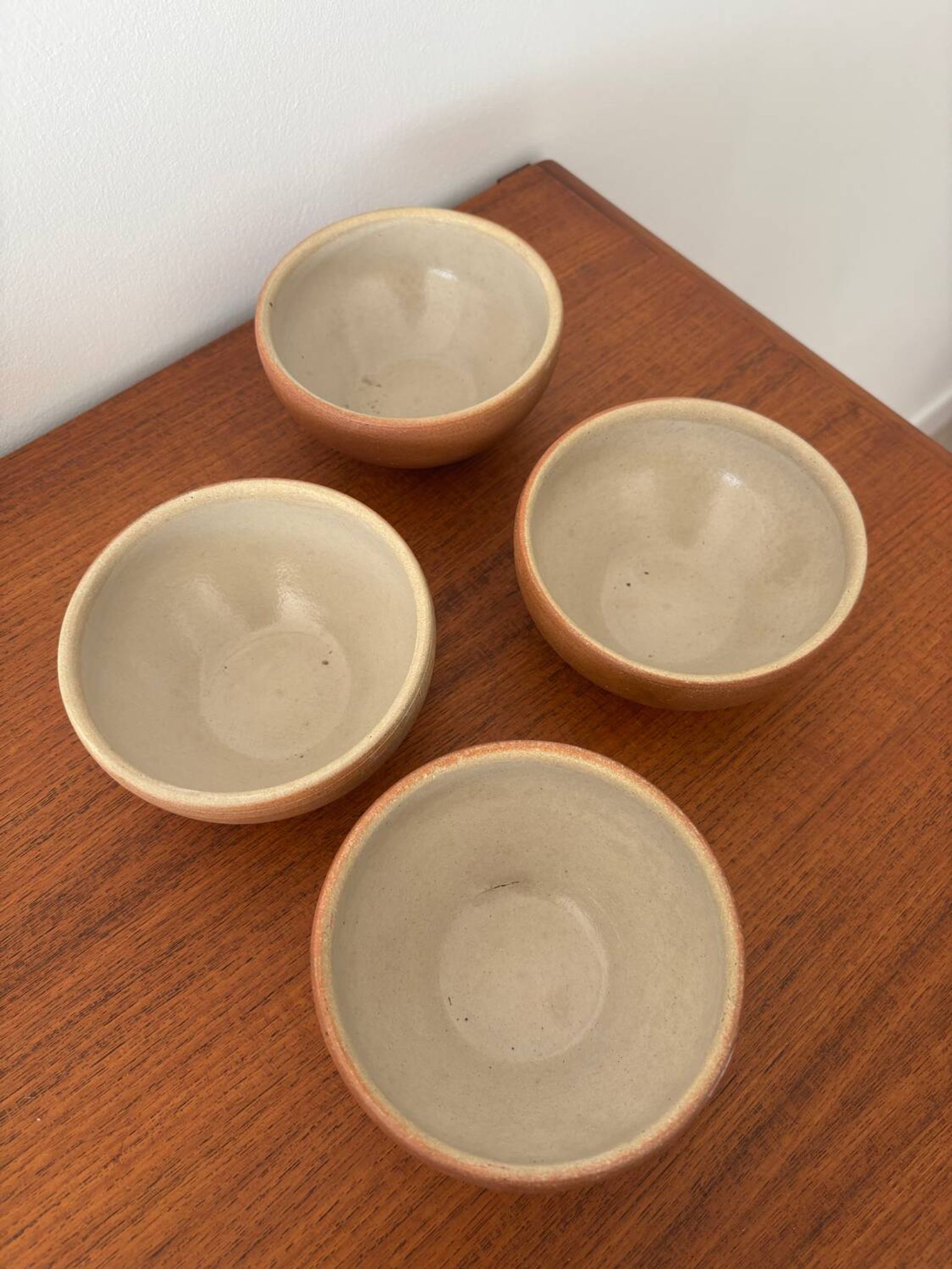 Set of 4 vintage stoneware bowls – terracotta tones – natural raw spirit