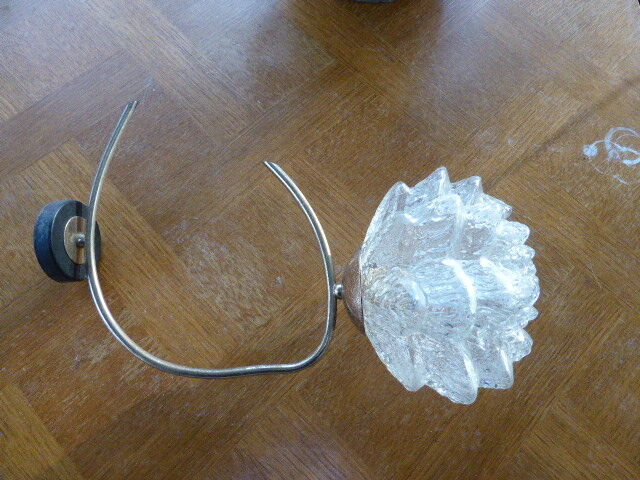 Brass wall sconce with globe in the shape of vintage 1960s flowers