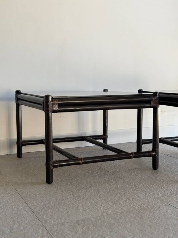Table d’appoint / bout de canapé en bambou, 70s