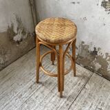 High stool in wicker and rattan