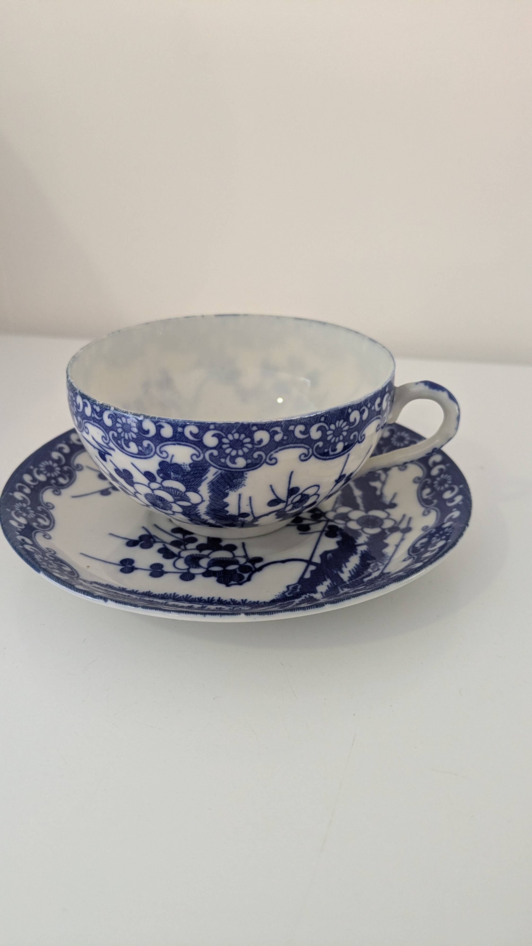 Vintage blue fine china tea set