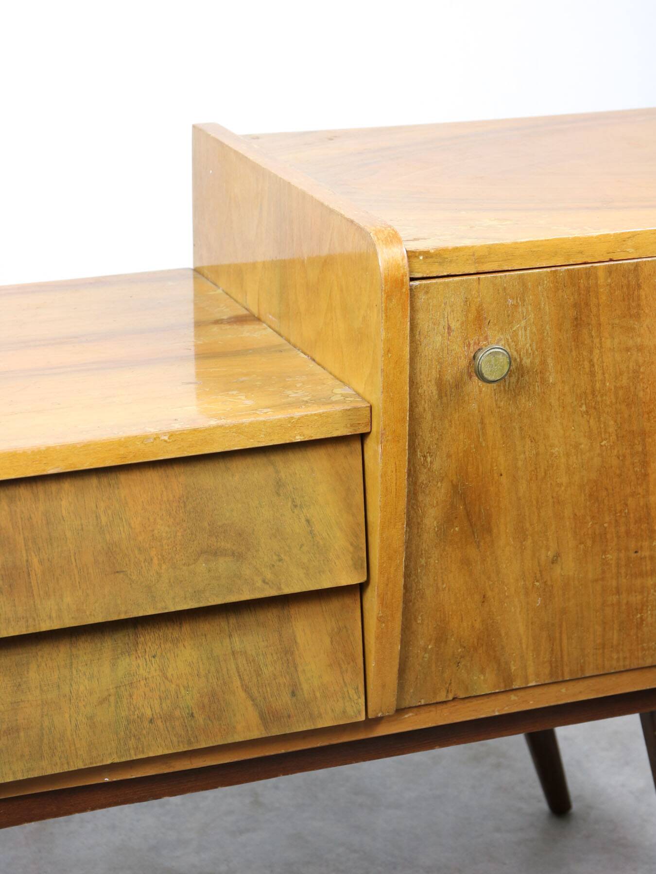 Mid-century Italian Wood and Brass Sideboard, 50s