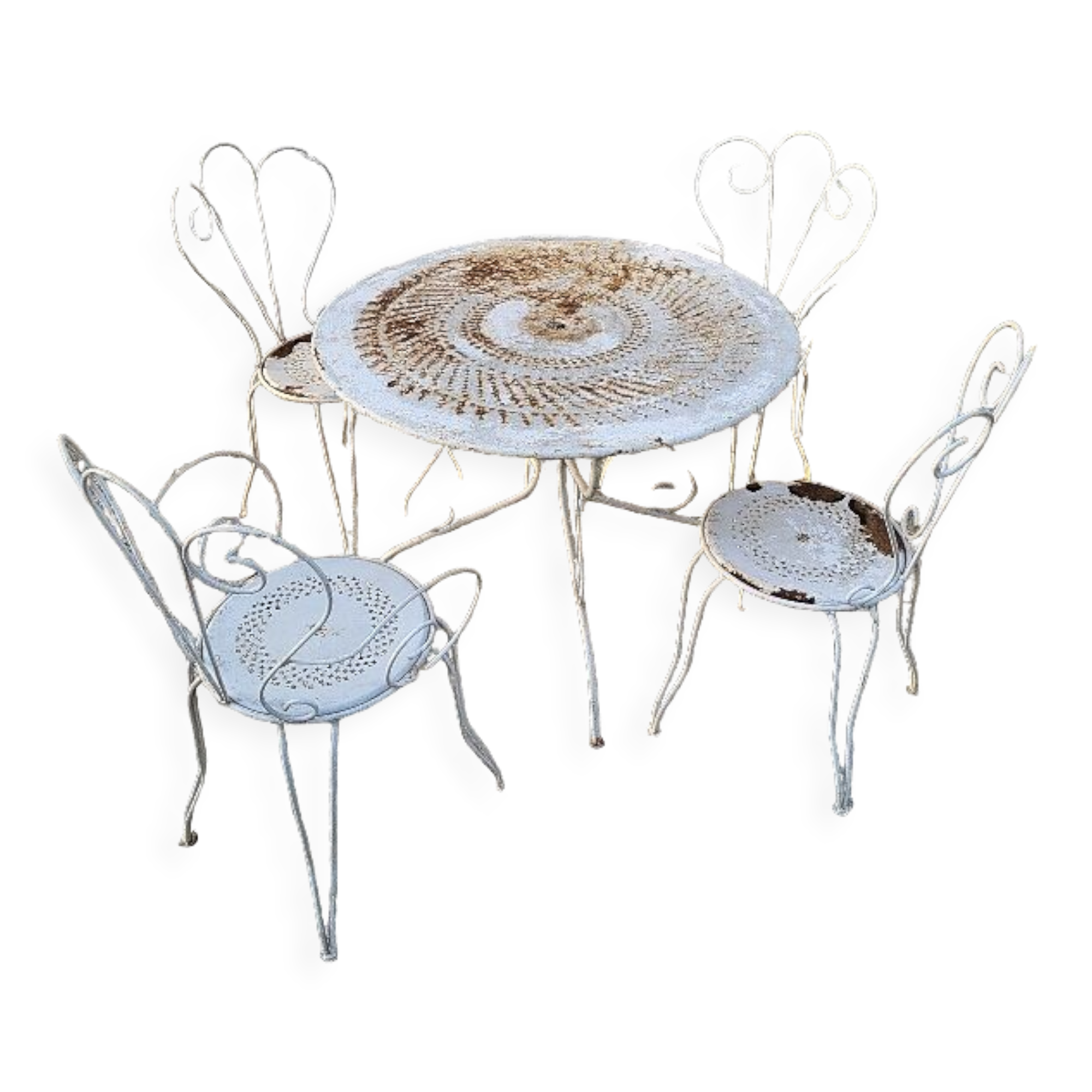 Garden furniture table with 2 armchairs and 2 chairs