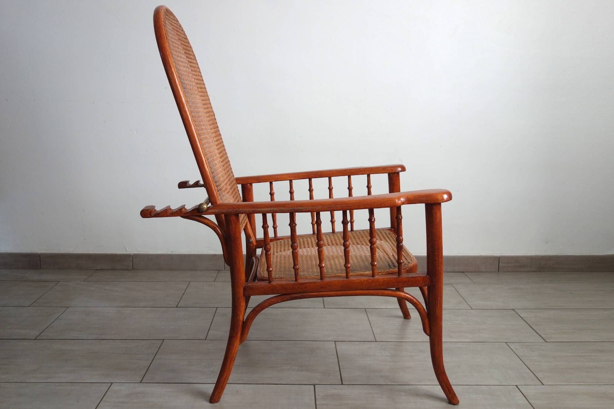 Fauteuil à crémaillère Fischel vers 1900