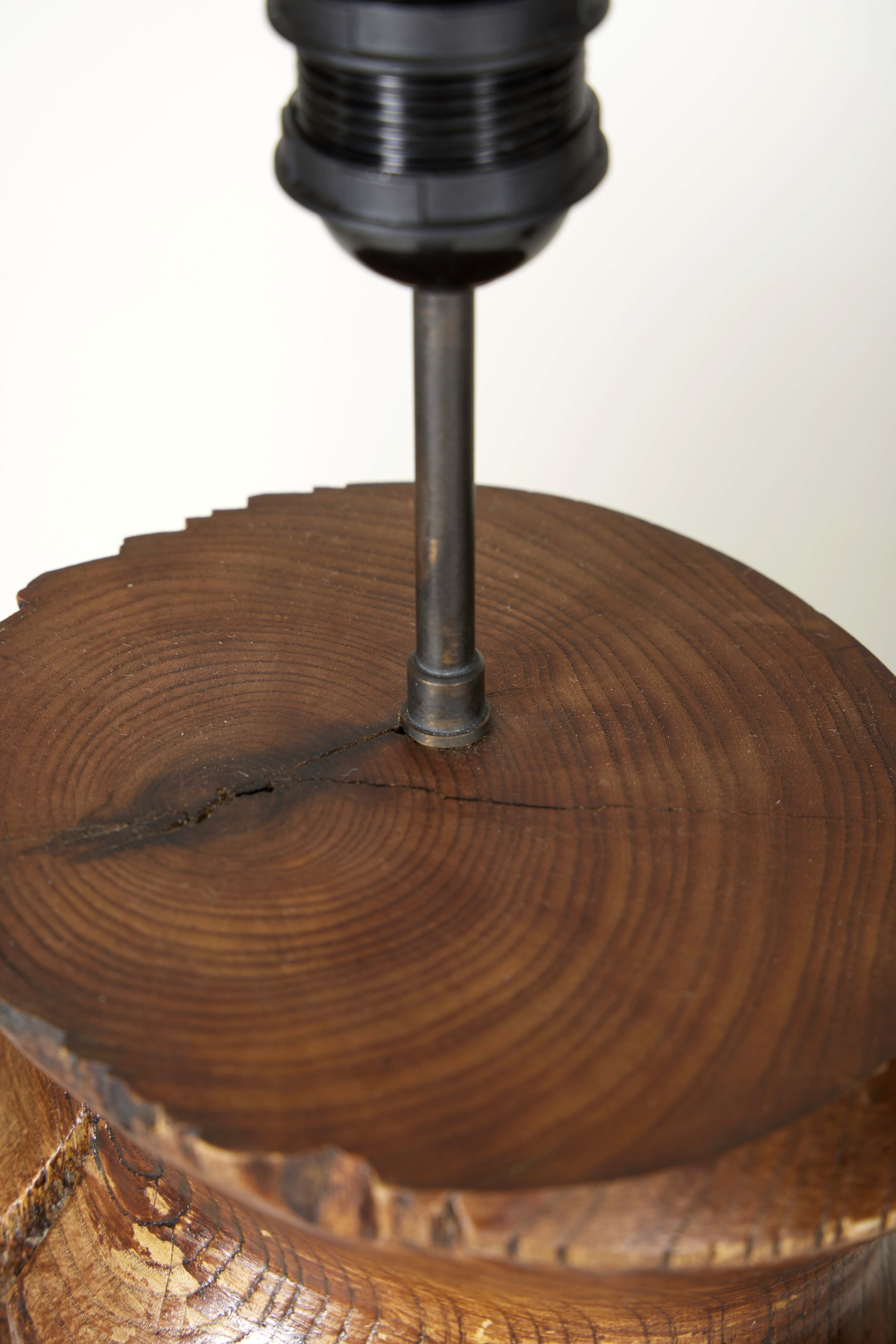 Pair of Brutalist Solid Wood Lamps