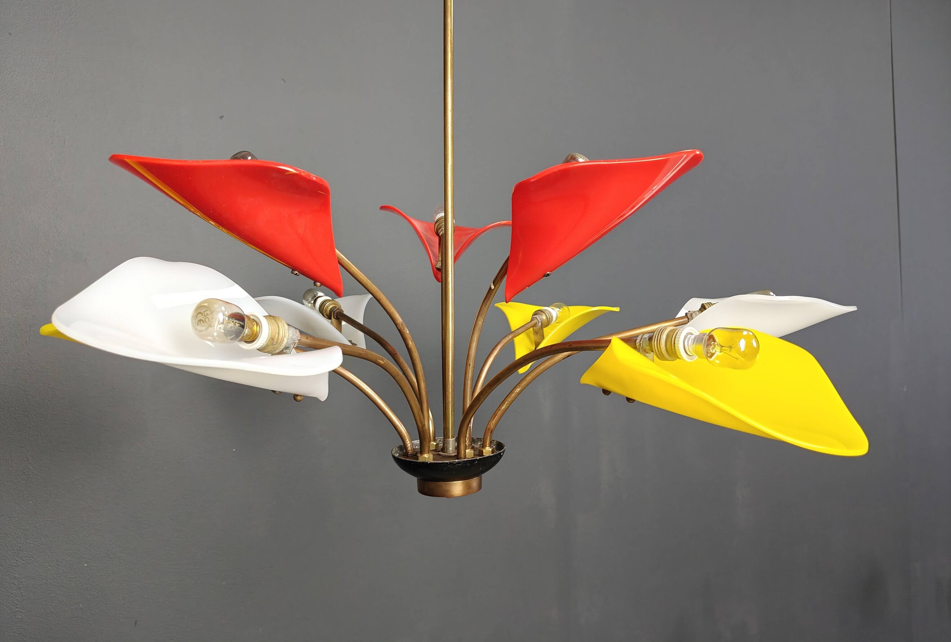 Vintage multi colour italian chandelier, 1960s