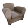 Club armchair in grey linen