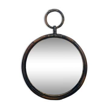 Miroir chinoiserie en faux bambou, France années 1960-1970