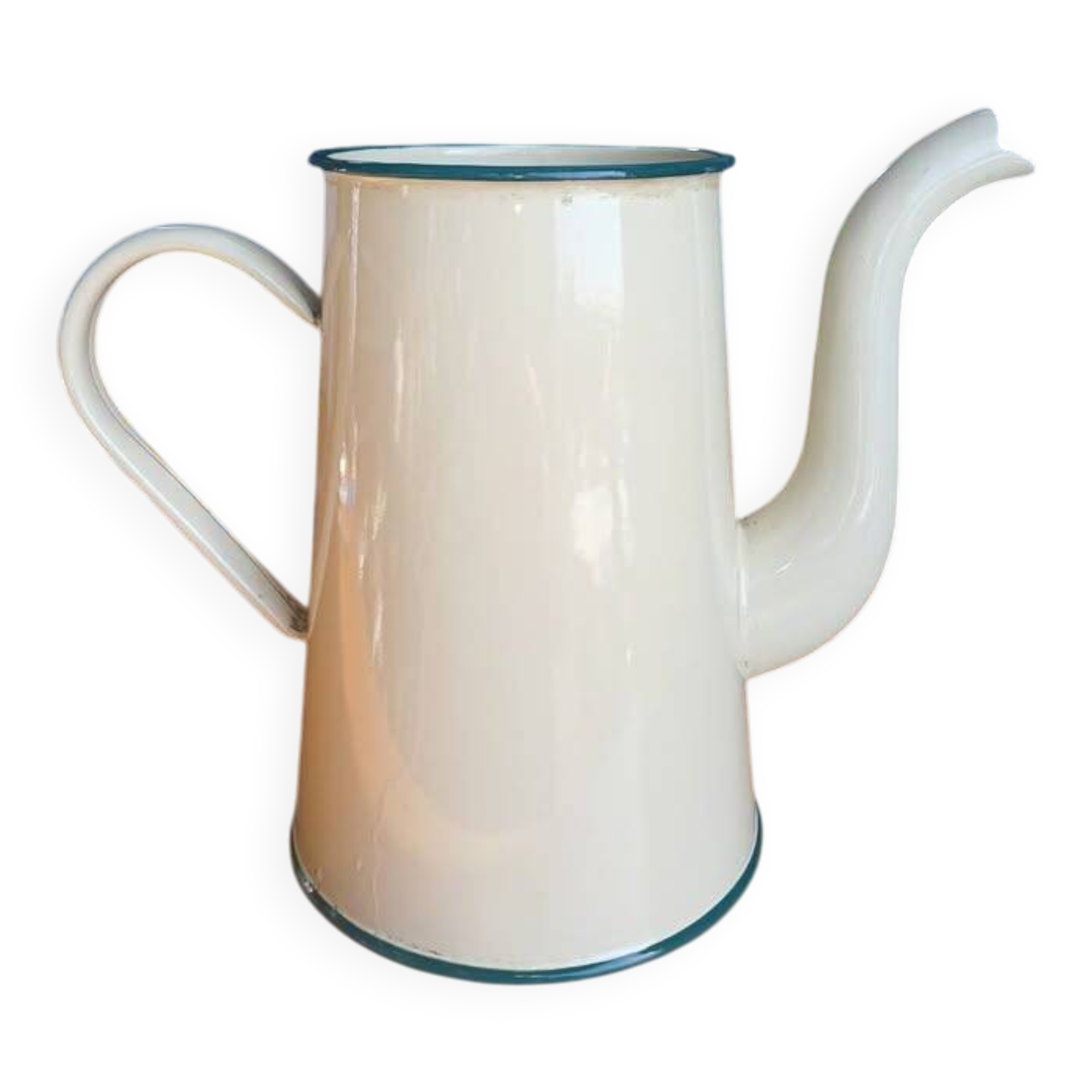 Vintage enamelled tin coffee pot / jug