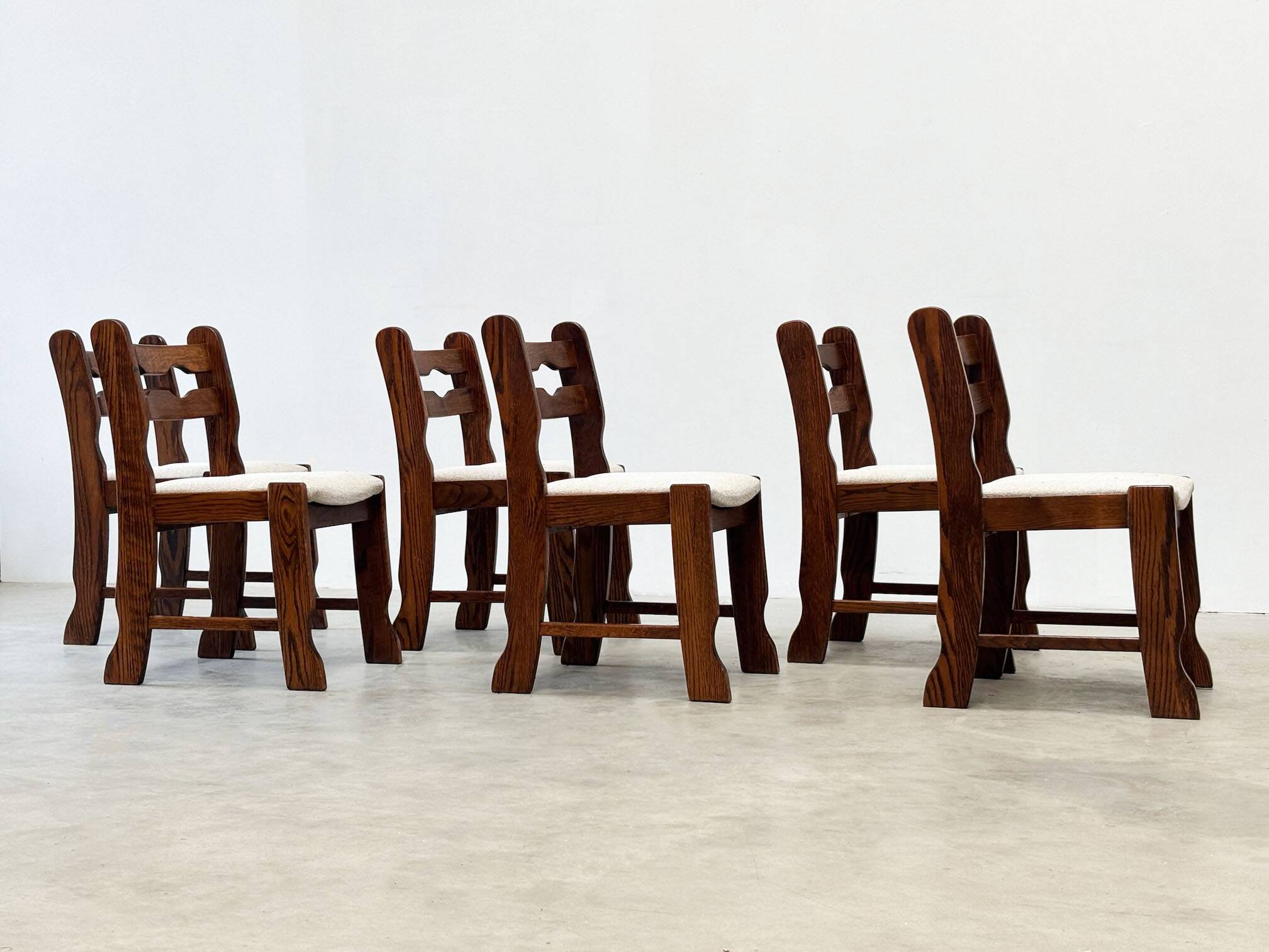 Set of six Razorback dining chairs
