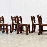 Set of six Razorback dining chairs