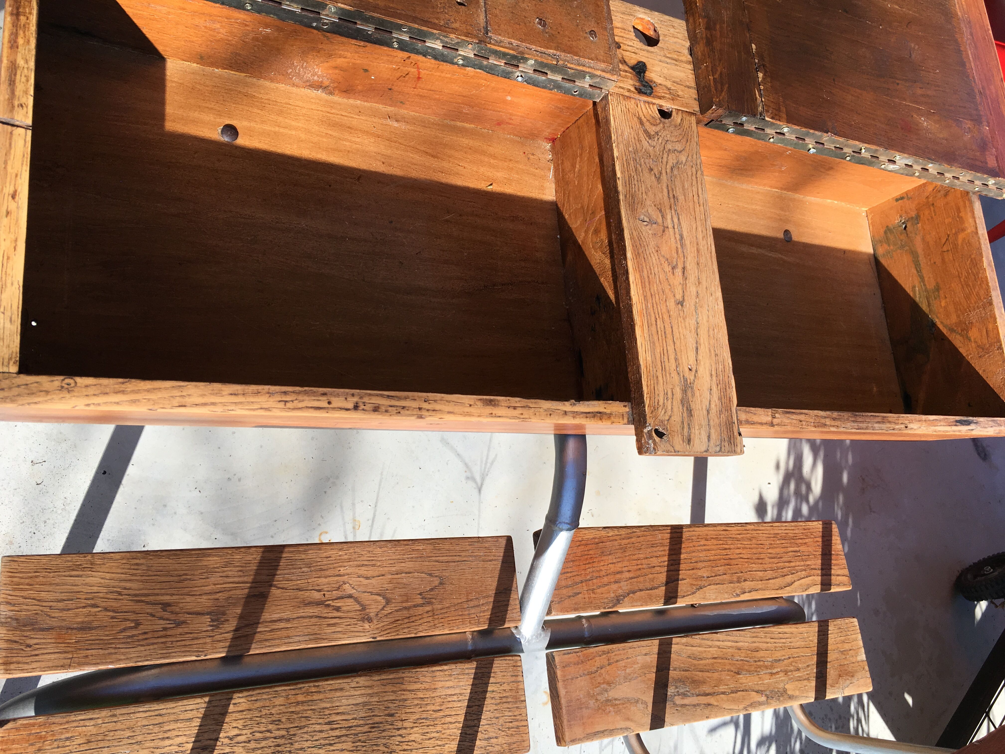 1950s Double wood and metal school desk