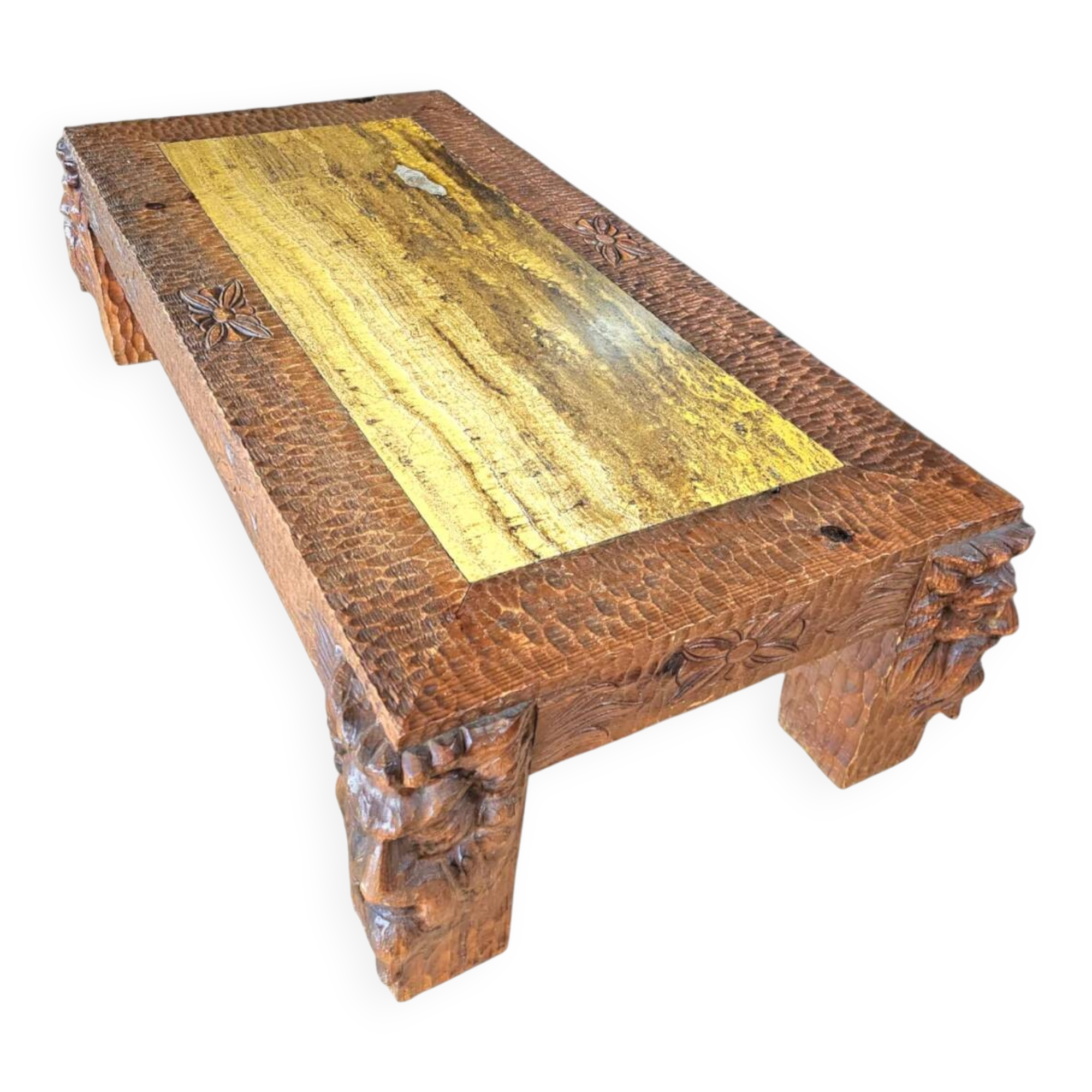 Northern Italian Roman carved style coffee table / marble top