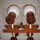 Scandinavian teak chandelier white opaline 1950