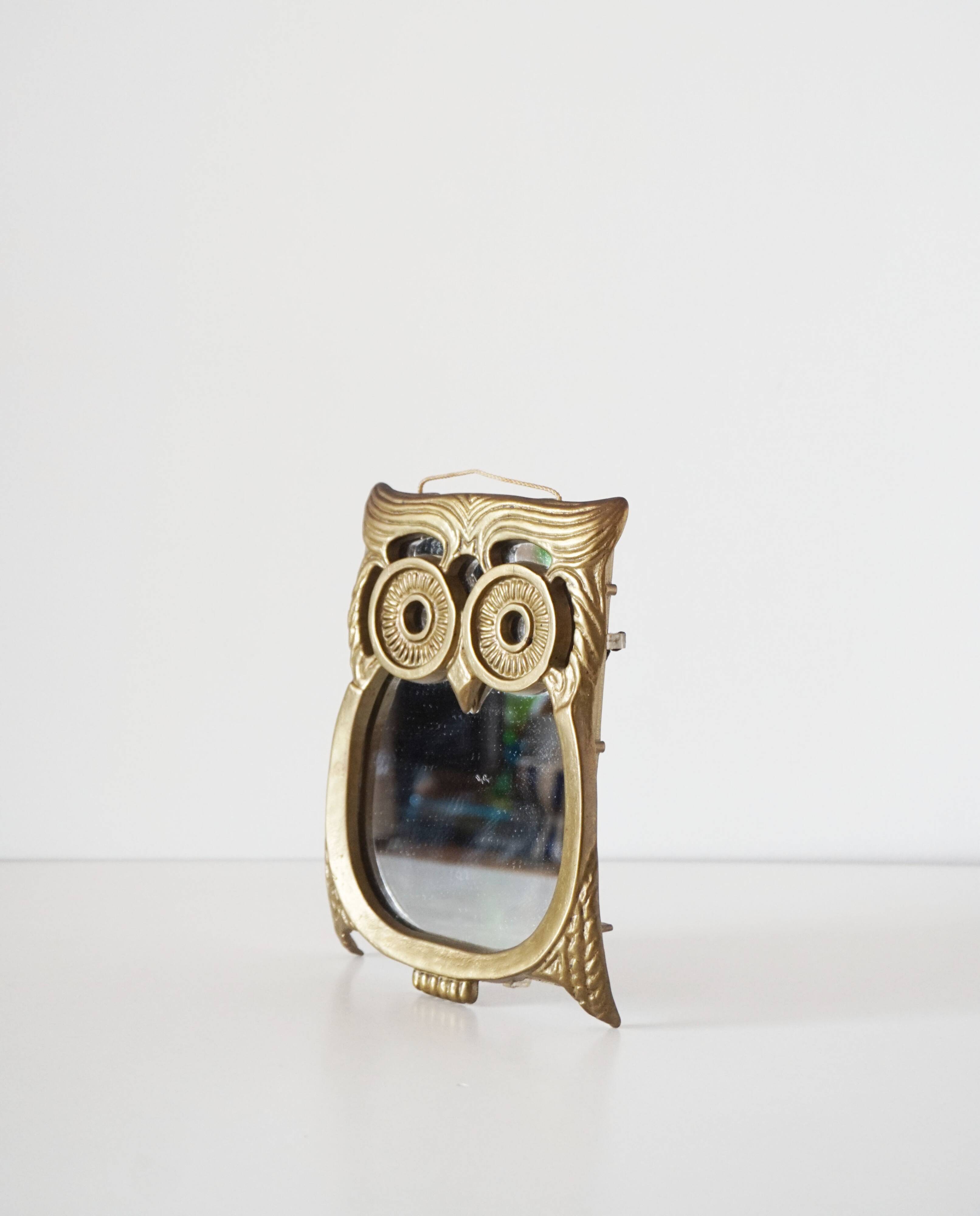 Brass owl mirror