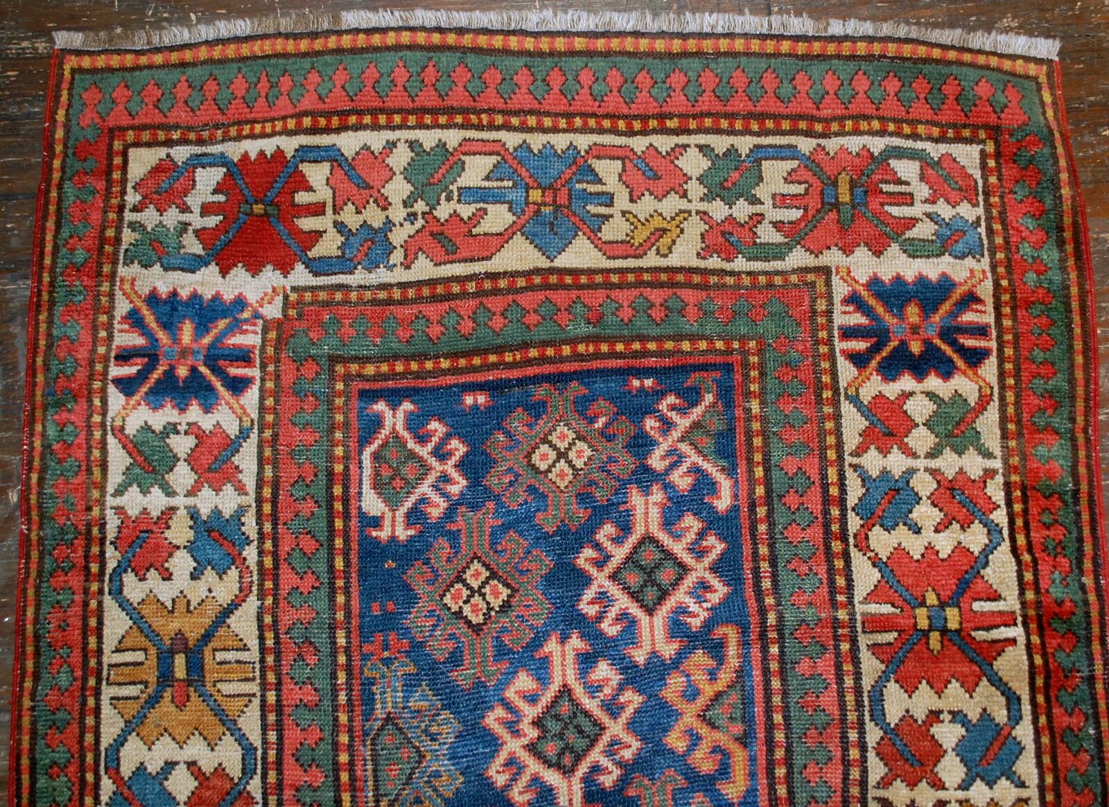Handmade antique Armenian Gandzak rug 97cm x 244cm 1880s