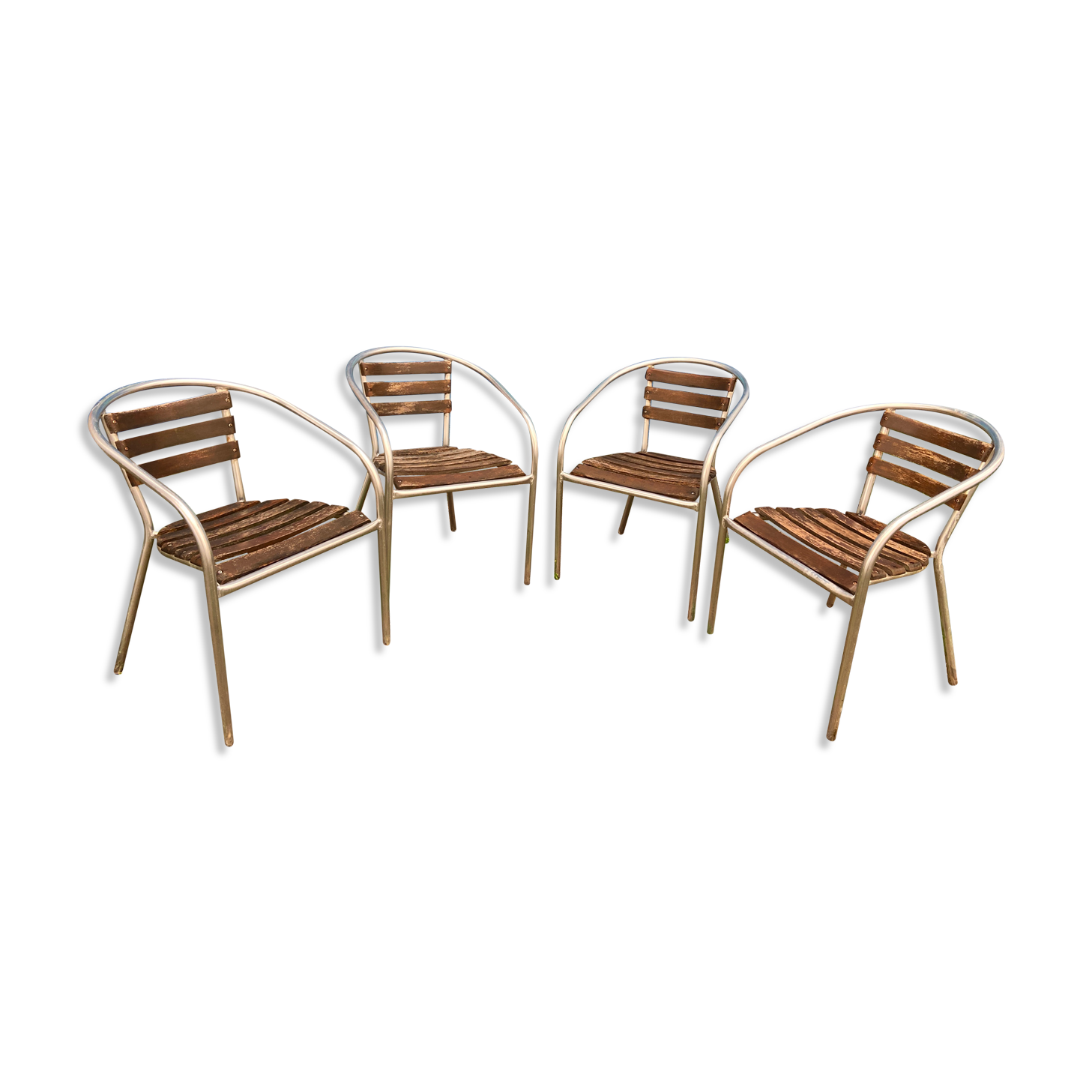 4 armchairs gondola café parisien bistrot vintage terrace 1980s