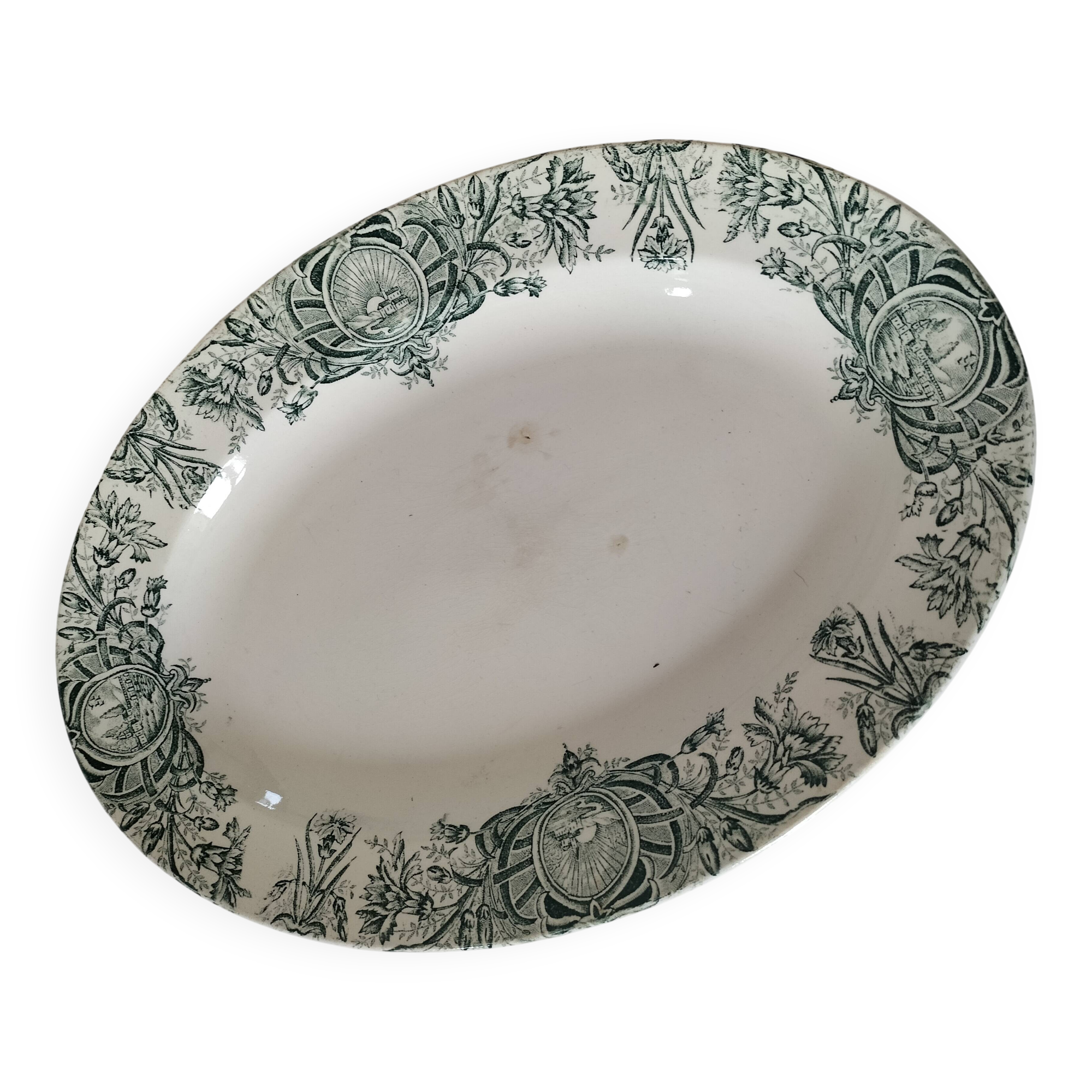 Plata oval iron earth A. Lebacqz & M. Bouchart St Amand Persian model