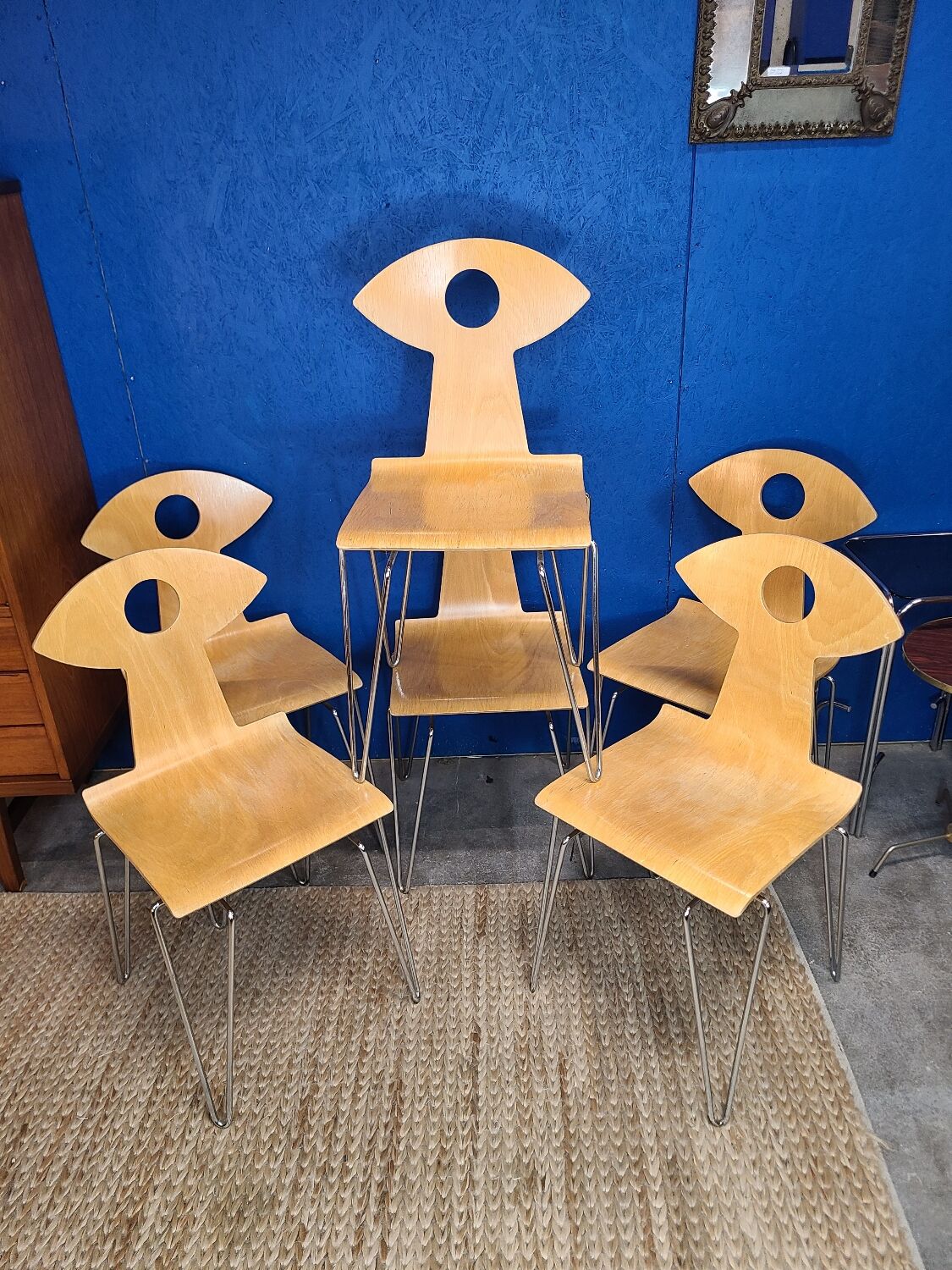 Suite de 6 chaises empilables Yamakado "Cocotte" - circa 1990