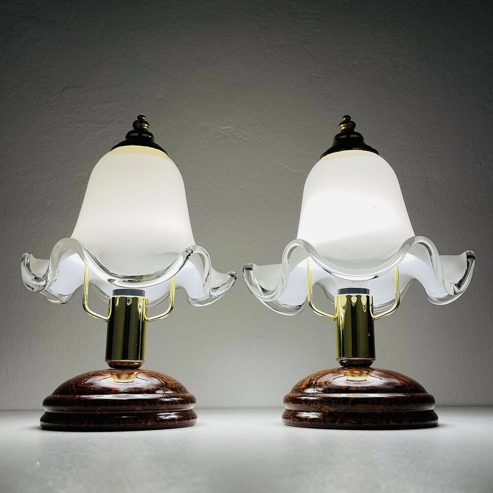 Vintage Italian table lamps in Murano glass, 1980s, set of 2.