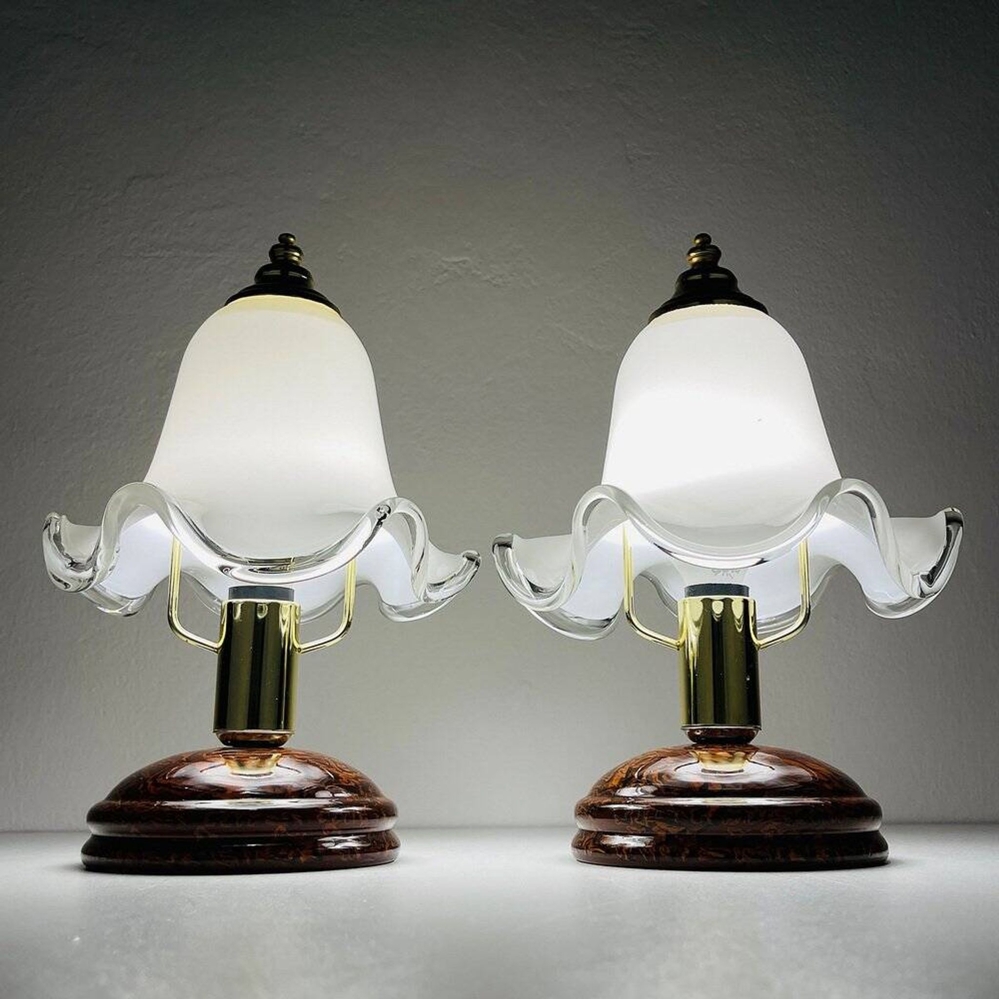 Vintage Italian table lamps in Murano glass, 1980s, set of 2.
