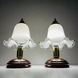 Vintage Italian table lamps in Murano glass, 1980s, set of 2.