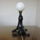 Lamp " black sea lion " white opaline ball 70s