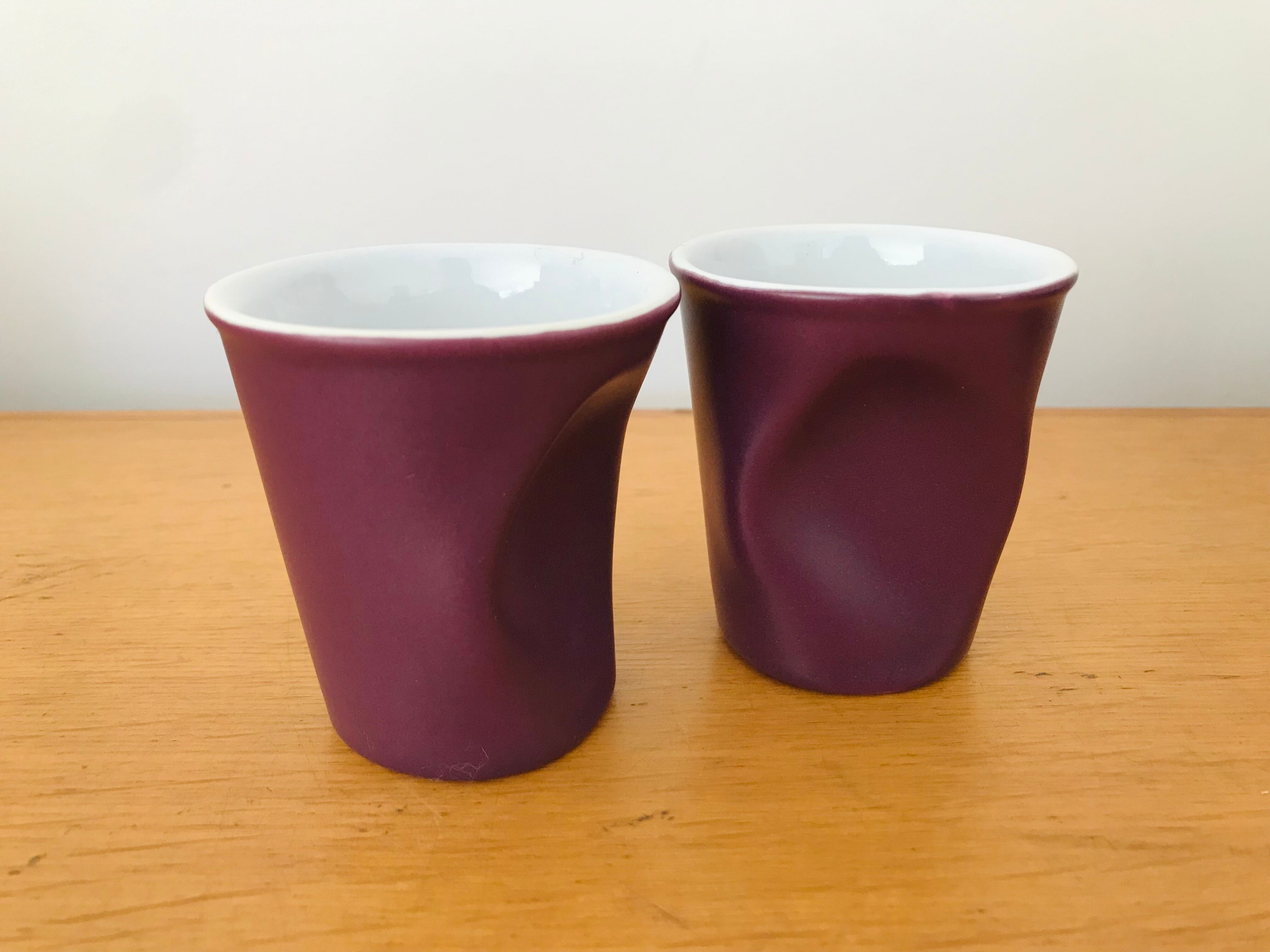 Lot 2 cups white and purple porcelain REVOL