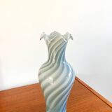 large vase in blue and white opaline Murano style 60s-70s