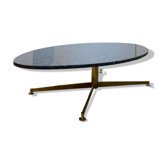 Table basse michel kin en granite bleu noir éditions arflex 1960