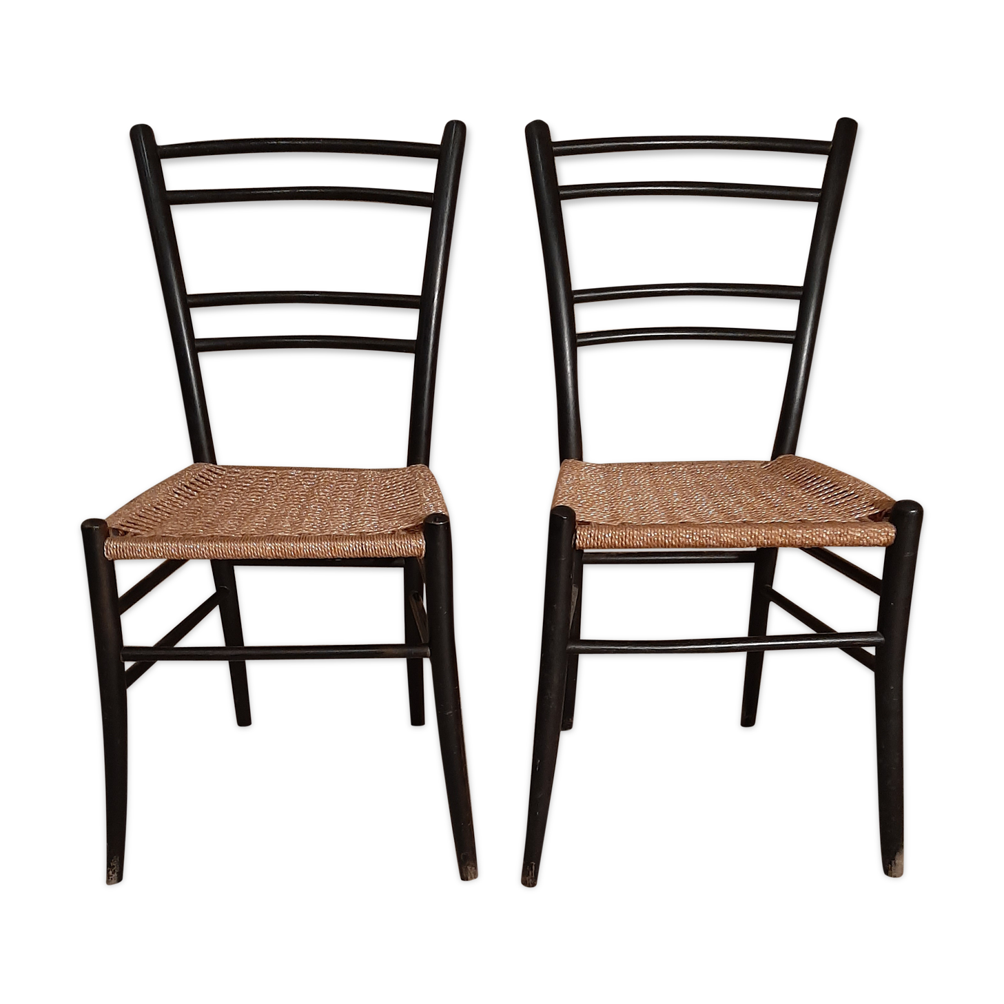 Pair of wooden chairs and rope Italy 1960