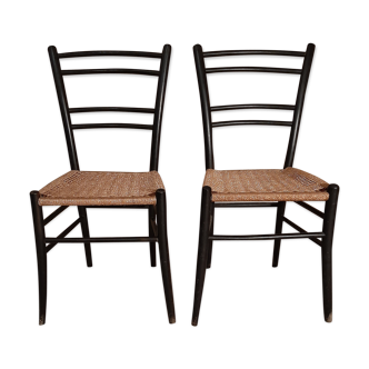Pair of wooden chairs and rope Italy 1960