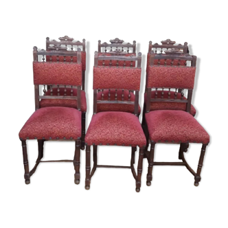 Série de 6 chaises retapissées style Renaissance