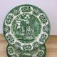 6 green English ironstone plates