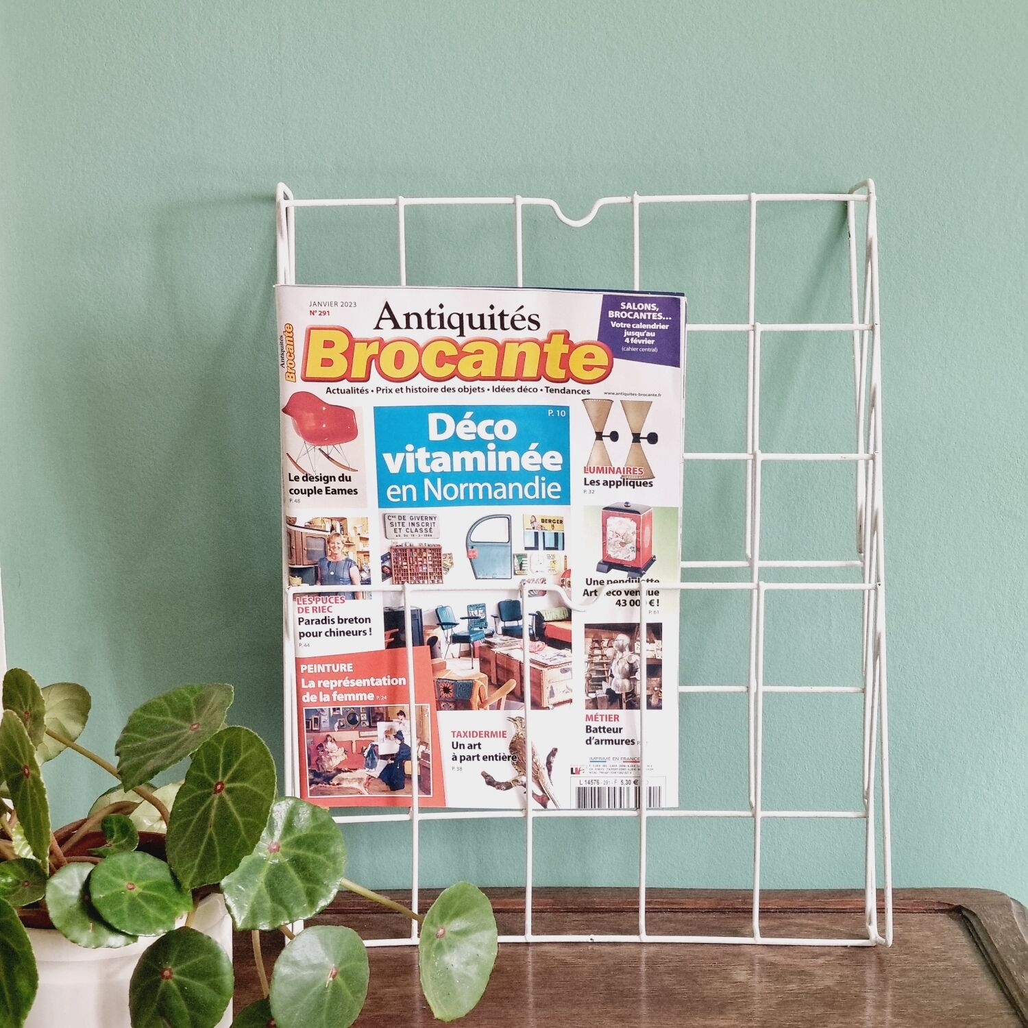 Vintage white wall magazine holder