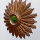 Grand miroir soleil des Pays-Bas en bois sculpté doré – années 60 m