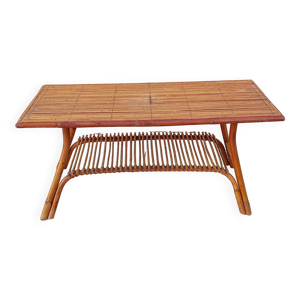 Table basse vintage rotin