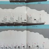 Poster of the Fleet of the company Courrier Maritime and map of the world