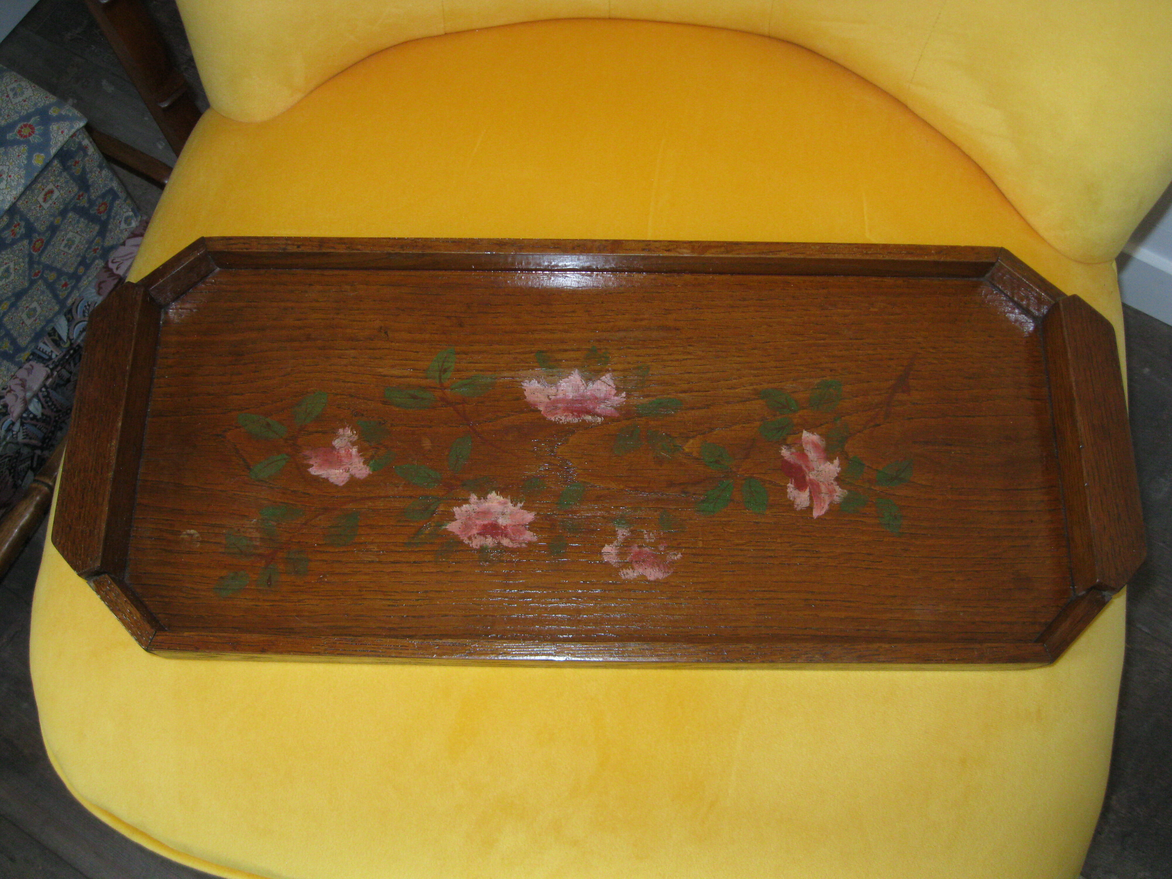 Wooden wooden art deco painted flowers