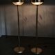 Pair of Brass and Amber Glass Floor Lamps from Kamenický Šenov, 1970s
