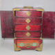 Very large Chinese wooden jewelry box adorned with jade plates