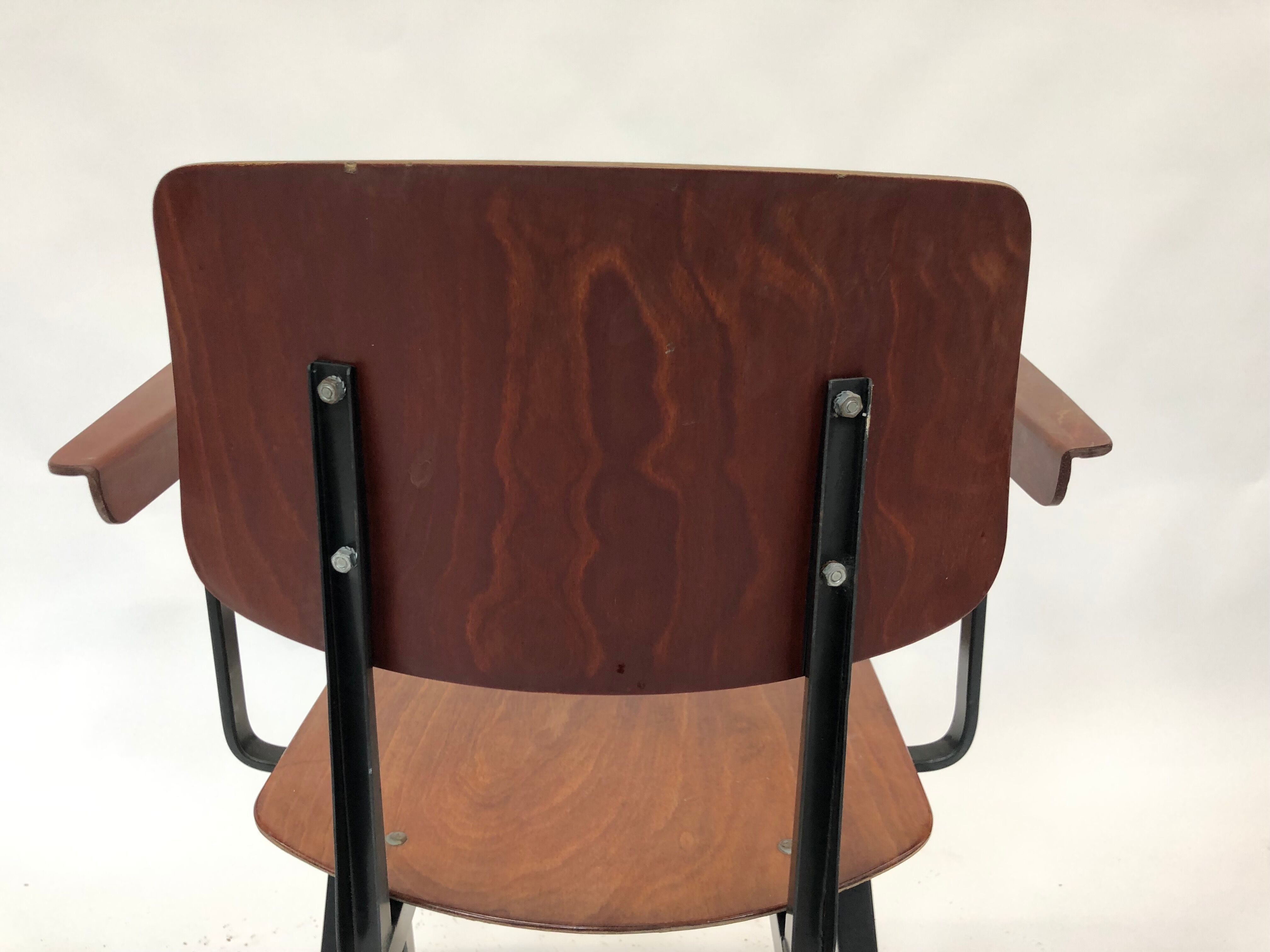Vintage Galvanitas S16 school Chair with armrests and compass of the 1960s