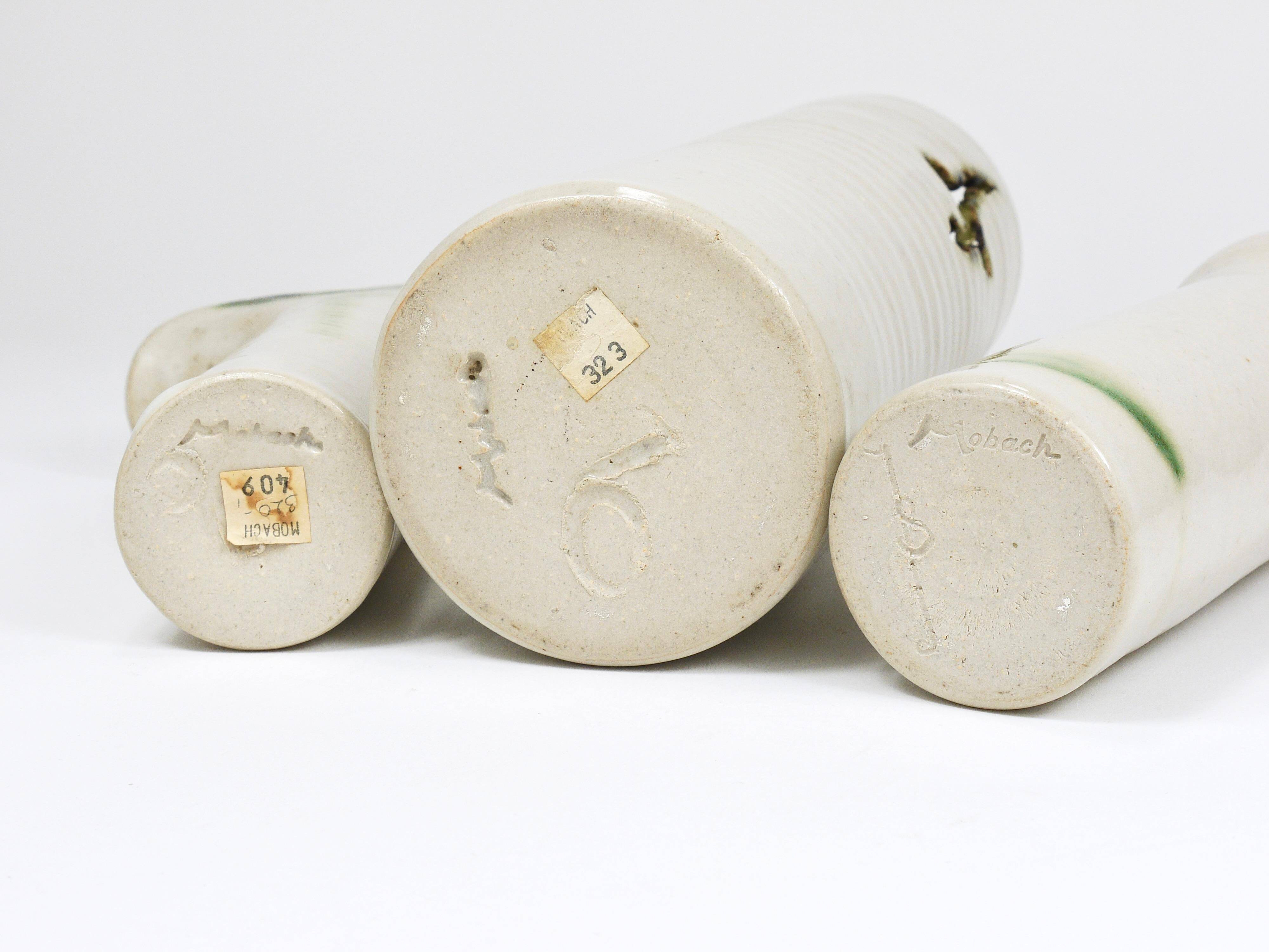 Piet Knepper 3 studio vases in ceramic by Mobach, Netherlands, 1970s