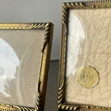Pair of Art Deco Gold colored frames in different sizes Convex glasses
