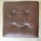 Tabouret repose pied cuir brun 1970
