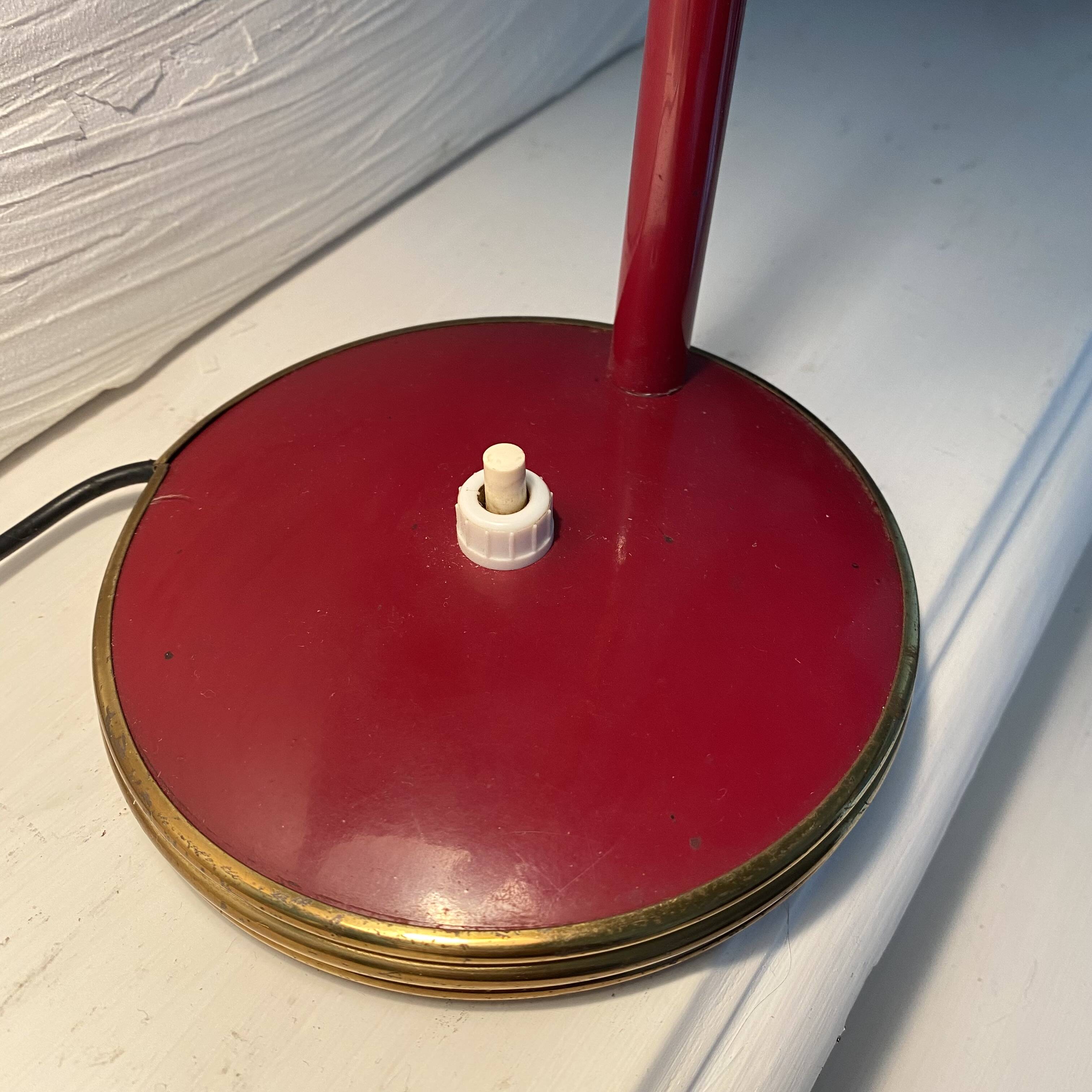 Articulated desk lamp, 1960s, burgundy and gold