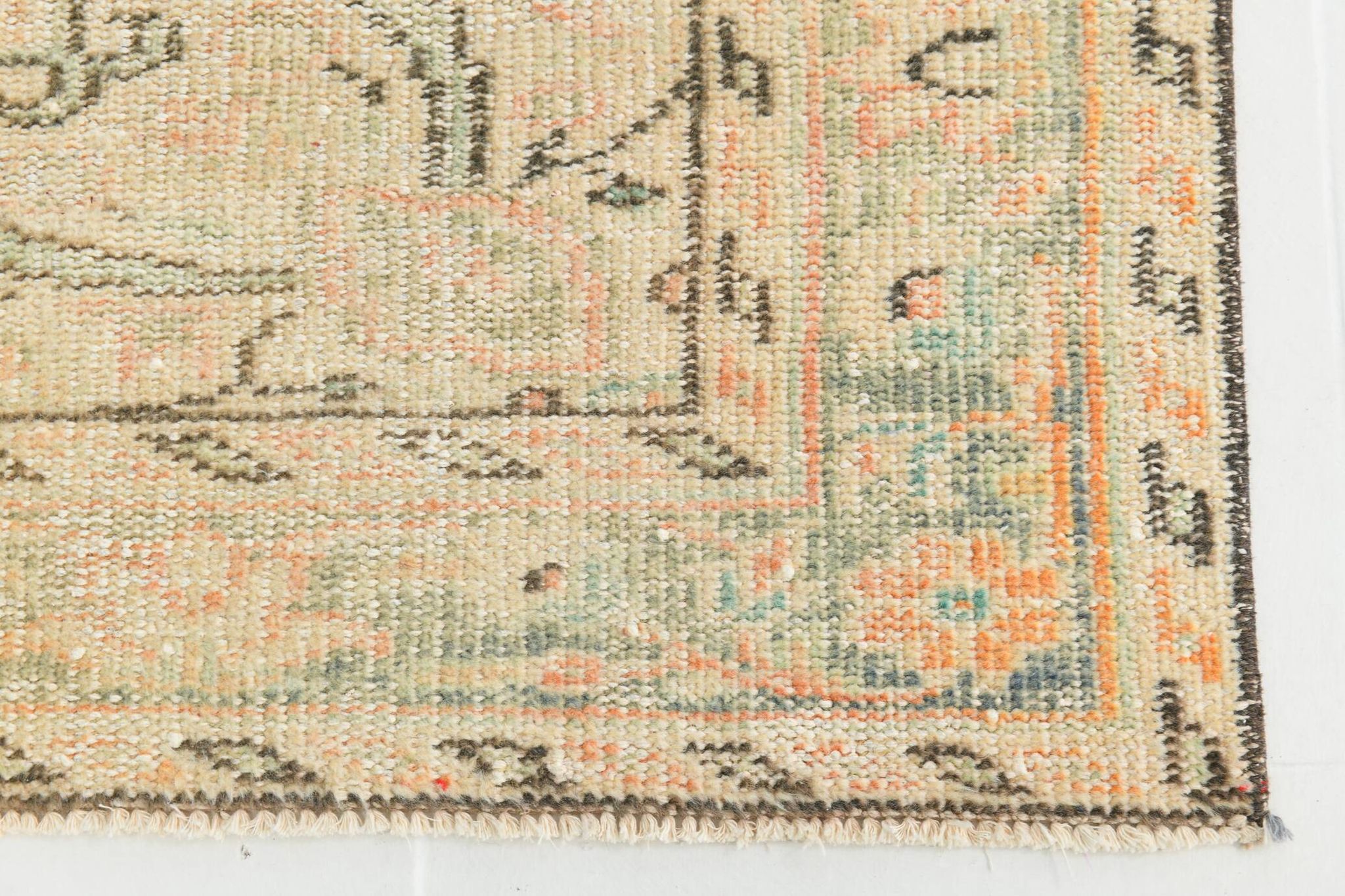 Blush Pink & Sage Green Oushak Vintage Rug For Living Room, 166x266 Cm