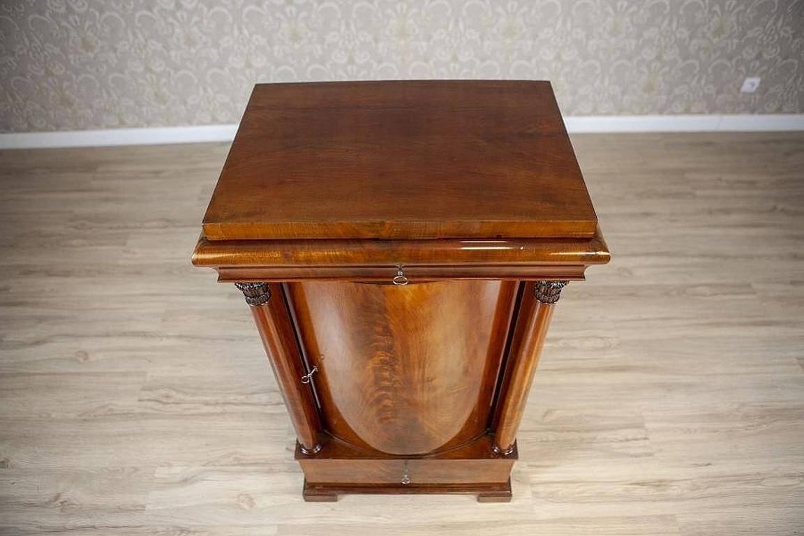 19th-Century Biedermeier Mahogany Wood and Veneer Linen Press