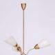 Mid-Century Chandelier in Brass and Frosted Glass, Czech, 1950s